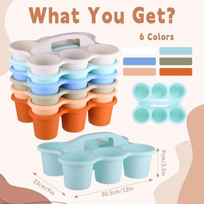 6 Pack Classroom Caddy Organizer with Handle, 6 Compartments, Morandi - color: Morandi