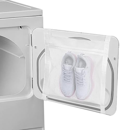 Shoe Wash & Dry Bag for Washing Machine and Dryer, Reusable Honeycomb Mesh Sneaker Laundry Bag with Zipper and Strap, Anti-Deformation Shoe Dryer Net Bag Fits Most Dryer Doors (15.5x15.5inch)