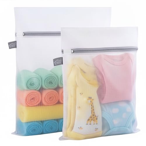 Kimmama Laundry Bags Mesh Wash Bag, Mesh Bag for Laundry, L+M - color: White, size: 1L(16x20")+1M(12x16")