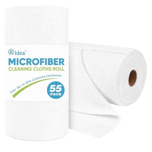 AIDEA White Microfiber Cleaning Cloth Roll-55 Sheets, Paper Towels 11×9" - color: White, size: 55 Count (Pack of 1)