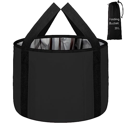 Foot Bath Basin 20L Collapsible Bucket, Portable Foot Soak Tub Feet Soaking Bucket for Outdoor Travel, Camping, Fishing(Black) - color: Black, size: 20L-1pcs