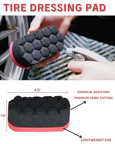 oesee Professional 4 Pack Long Handle Wheel Brush Kit for Cleaning Wheel and Tire- 2X Soft Wheel Cleaning Brush, Detailing Brush and Stiff Tire Brush, Bendable& Durable Wheel Rim Cleaner Brush Set - size: 7 Pack (Red & Black)
