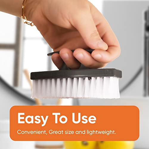 Superio Stiff Nail Brush Cleaner with Handle- Durable Brush Scrubber to Clean Toes, Fingernails, Hand Scrubber All Surface Cleaning, White Heavy Duty Scrub Brush Stiff Bristles, Easy to Hold - color: Gray, size: 1 Pack