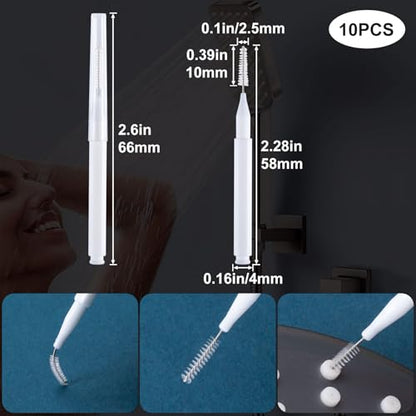10 Pcs Shower Head Cleaning Brush, Shower Head Cleaner Tool with Cap, Multifunctional Shower Head Cleaning Brushes for Household Bathroom - White Style 2 - color: White, Style 2