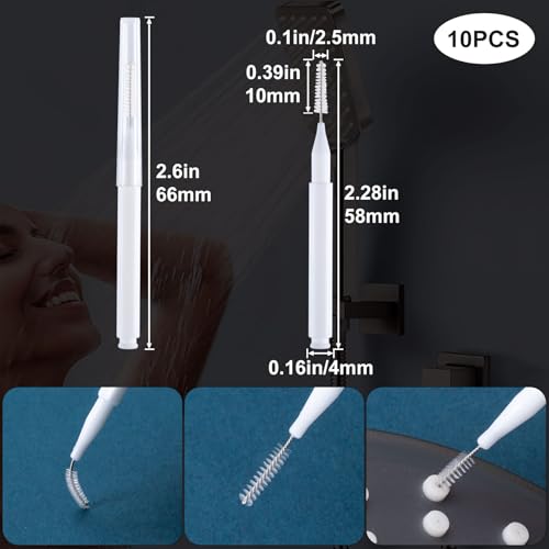10 Pcs Shower Head Cleaning Brush, Shower Head Cleaner Tool with Cap, Multifunctional Shower Head Cleaning Brushes for Household Bathroom - White Style 2 - color: White, Style 2