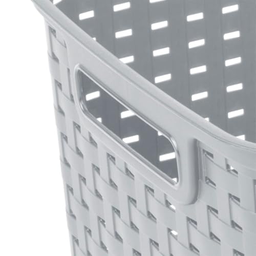 Sterilite Tall Weave Basket, Rectangular Plastic Décor Bin, Gray, 6 Pack - size: 6 Pack