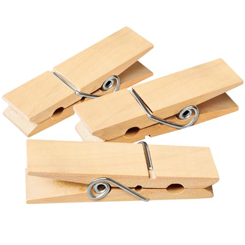 Clothes Pins Wooden Clothespins, 15 PCS Sturdy and Heavy Duty Natural Wood Clips for Hanging Clothes Photo Pictures Crafts Small Classroom Decorative Cheer Pins Jumbo Laundry Pegs