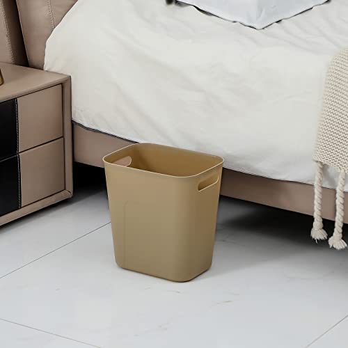 UUJOLY Plastic Small Trash Can Wastebasket, Garbage Container Basket for Bathrooms, Laundry Room, Kitchens, Offices, Kids Rooms, Dorms, 3.5 Gallon, Khaki - color: Khaki, size: 3.5 Gallon