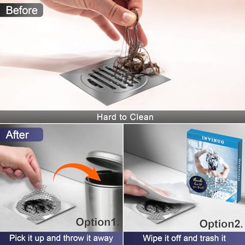 25 Pack, Disposable Shower Drain Hair Catcher Mesh Stickers,Disposable Hair Drain Catcher. (4.1inch Square)