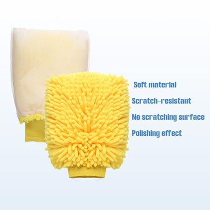 HARFINGTON 4pcs Chenille Microfiber Car Wash Mitts 9" x 5.5" Scratch Free Wash Gloves Absorbent Double Sided Plush Cleaning Drying Mitts for Car Washing Home Clean Blue Yellow - color: Blue Yellow