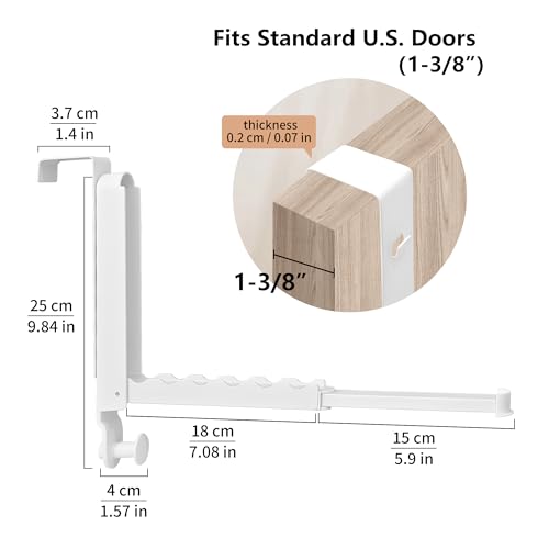 RFOUO Over The Door Hooks Hanger,Fit Door up to 1 3/8", White, 2 Pack - color: Fit 1 3/8" Door White, size: 2 Pack