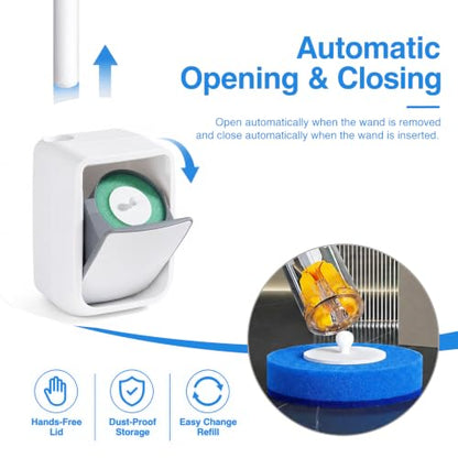 Disposable Toilet Brush System with Wall Mounted Holder, Toilet Wand Kit with 28 Refills, Deep Cleaning Toilet Bowl Cleaner Wand Set, Hygienic Touch-Free Bathroom Cleaning Tool