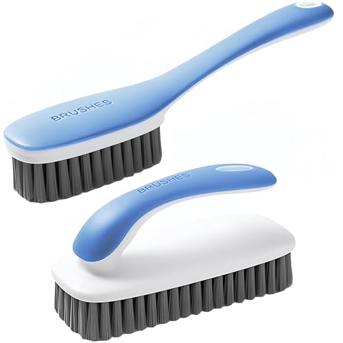 Scrub Brush for Stains-2 Pack Fabric Cleaning Brush,Laundry Stain Remover Brush,Clothes Scrub Brushes Cleaner Soft Bristle Scrubbing Brushes Household Cleaning for Carpet Clothes Bags & More (Blue) - color: Blue