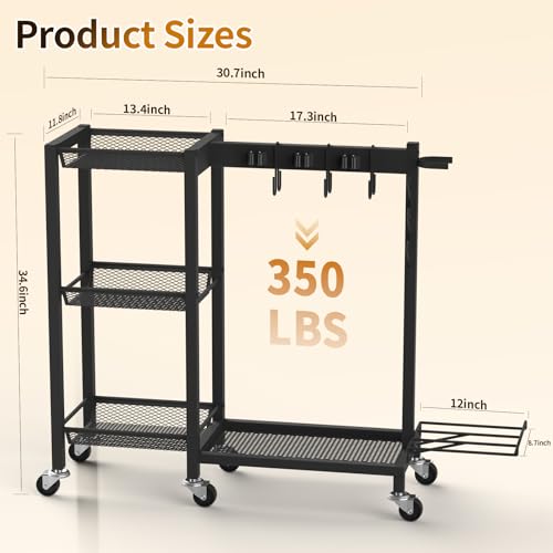 Broom Holder with Cleaning Supplies Organizer, 30.7"Wx11.8"Dx34.6"H - size: 30.7"Wx11.8"Dx34.6"H