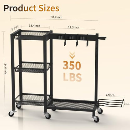Broom Holder with Cleaning Supplies Organizer, 30.7"Wx11.8"Dx34.6"H - size: 30.7"Wx11.8"Dx34.6"H