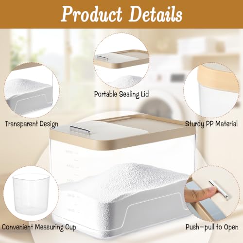 Large Laundry Pods Container with Slide Lid, Laundry Room Organization for Booster Beads with Measuring Scoops, Laundry Pods Holder Powder Container for Scent Booster, Powder, Pods. (2 Pack Clear)