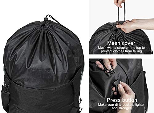 Chrislley 106L Collapsible Laundry Basket, Laundry Backpack, Laundry Bag - color: black