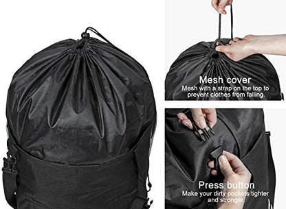 Chrislley 106L Collapsible Laundry Basket, Laundry Backpack, Laundry Bag - color: black