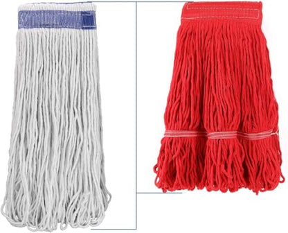 Tidy Monster 24 oz Loop End Mop Head, Heavy Duty Mop Head Replacement with 6 Inch Headband, Machine Washable String Mop Refill Fits Most Clamp and Side Loading Handles for Home & Commercial Cleaning - color: White