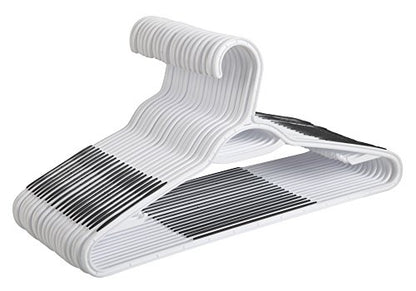 Finnhomy 50 Pack Plastic Hangers, Clothes Hangers with Non-Slip Pads, Space Saving Easy Slide Organizer, Clothes Hanger for Bedroom Closet Wardrobe, Great for Shirts, Pants, Scarves