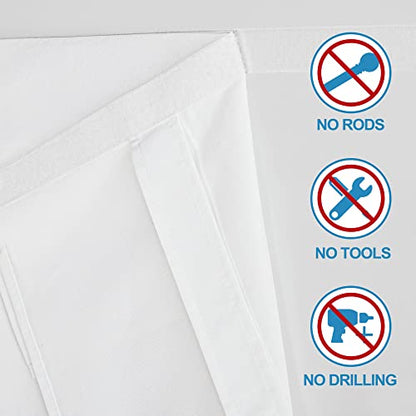RYB HOME Linen Blended French Door Curtains, Self Adhesive Shades - color: White, size: 30"W x 80"L (Pack of 1)