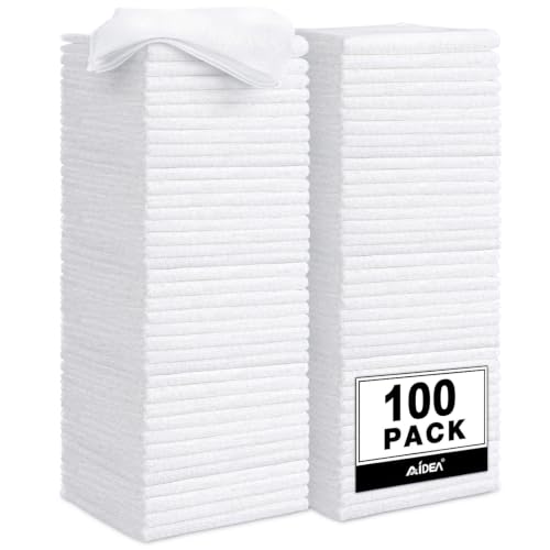 AIDEA White Microfiber Cleaning Cloth, 100PK, Cleaning Rags, 11.5"×11.5" - color: White, size: 11.5in.x11.5in.