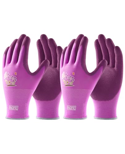 PACIFIC PPE 2 Pairs Gardening Gloves for women and Ladies, Rubber Coated Garden Gloves, Outdoor Protective Work Gloves, Small, Purple - color: Purple, size: Small (Pack of 2)