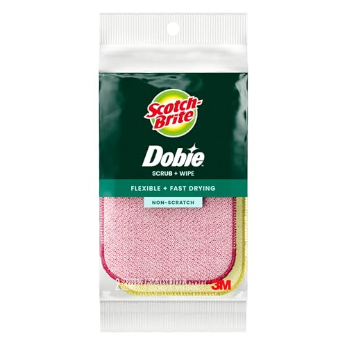 Scotch-Brite Dobie Scrub & Wipe Cloths,Non-Scratch Scrubbing, 2 Pack - size: 1 Count (Pack of 1)