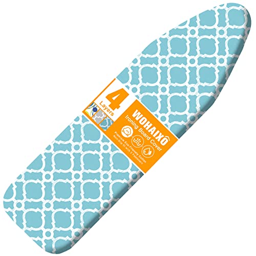 Ironing Board Cover and Pad, Standard Size 15" x 54" Iron Board Replacement Cover, 4 Layers Extra Thick Iron Board Cover Resist Scorching and Staining with Elastic Edge and 2 Fastener Straps - color: Green, size: 15" x 54"