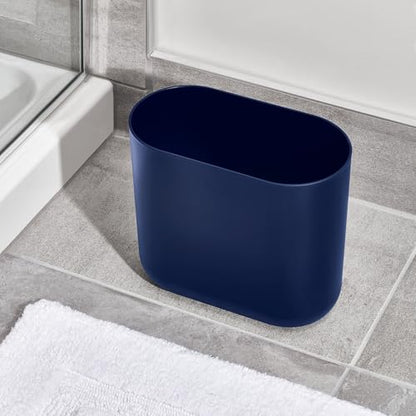 iDesign Small Slim Plastic Bathroom Trash Can, 2-Pack, Navy Blue - color: Navy, style: Pack of 2