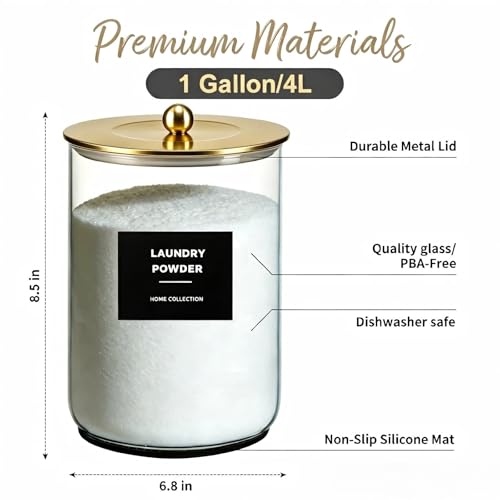 Glass Jars for Laundry Room Organization, Laundry Pods Container-Gold - color: Gold