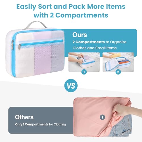 Cambond Mesh Packing Cubes for Travel Women - Lightweight Travel Bags Luggage Packing Organizer Travel Cubes for Suitcase with Handle - style: 2 Set (1L+1M)
