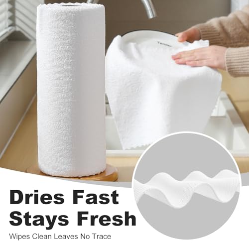 Jessy Home 2 Roll Reusable Paper Towels,100 Sheets Tear Away Microfiber Cleaning Cloth, Lint Free Cleaning Rags for Kitchen, Dishcloth,Household Cleaning Supplies - color: White