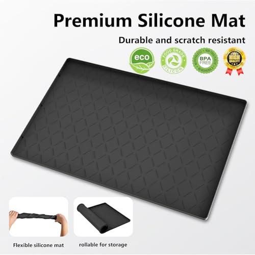 Mateeylife Under Sink Mat Kitchen Waterproof, Silicone Sink Tray 22"X31" - color: Classic Black, size: 22''W x 31''L