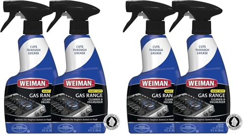 Weiman Heavy Duty Gas Range & Stove Top Cleaner and Degreaser - 4 Pack, 24 Ounces with MicroFiber Cleaning Towel - size: (Pack of 4)