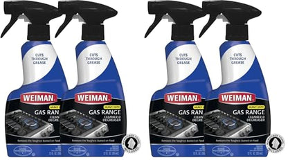 Weiman Heavy Duty Gas Range & Stove Top Cleaner and Degreaser - 4 Pack, 24 Ounces with MicroFiber Cleaning Towel - size: (Pack of 4)