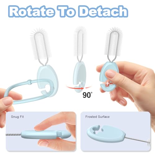 YOTIME 4in1 Straw Cleaner Brush Set, Reusable Standing Straw Brushs with Holder Ring, for Wide and Narrow Straws, Tumblers, Water Bottles and Cups, Blue - style: Standard | Blue