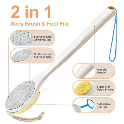 Extendable Long Handle Foot Scrubber & Brush –2-in-1 for Shower