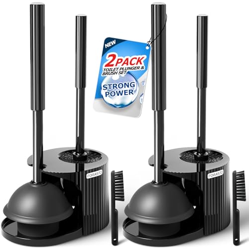 FORASTO 2Pack 3in1 Toilet Plunger and Brush Set - Bathroom Cleaning Tools