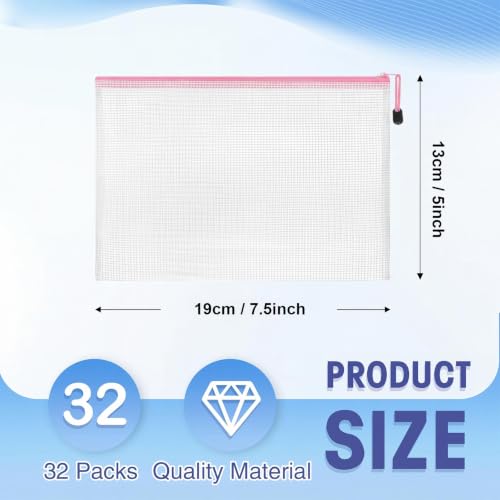 Jetec 32 Mesh Zipper Bags Bikini, Pink, 7.5 x 5 Inch, 32 Pcs - color: Pink, size: 7.5 x 5 Inch