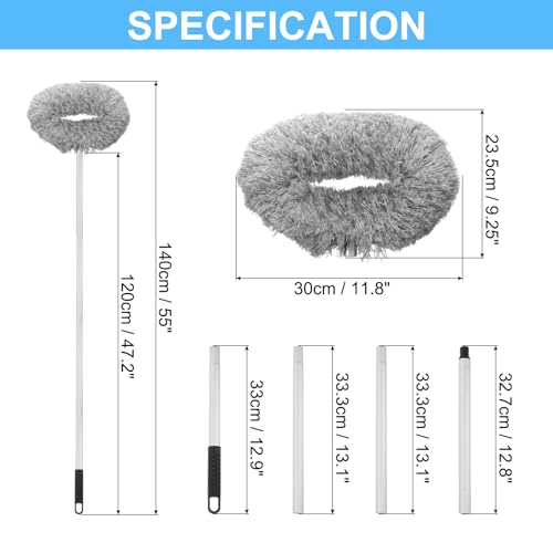 PATIKIL Ceiling Fan Cleaner Duster, 12.9" to 47.2", Microfiber Duster Extendable Handle Fan Blade Cleaning Tool Removable Washable for Furniture Blind, Gray - color: Gray