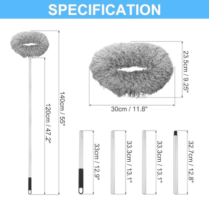 PATIKIL Ceiling Fan Cleaner Duster, 12.9" to 47.2", Microfiber Duster Extendable Handle Fan Blade Cleaning Tool Removable Washable for Furniture Blind, Gray - color: Gray