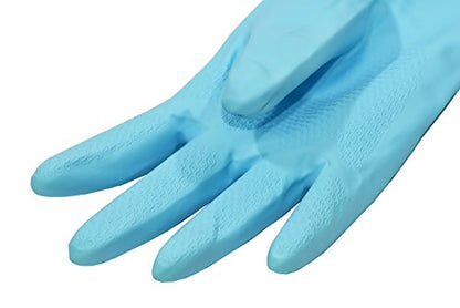 Finnhomy Household Gloves Latex free cleaning Gloves with soft fiber lining extra long cuff 15" and Vinyl Textured Grip 2 PairSmall, Mixed - color: Pink/Blue, size: Small (Pack of 2)