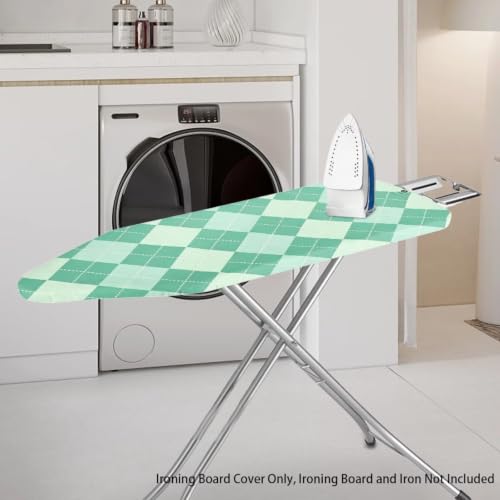 Green Checkered Standard Ironing Board Cover Iron Pad Covers with Elasticized Edge Thick Padding Easy to Install - color: Green Checkered