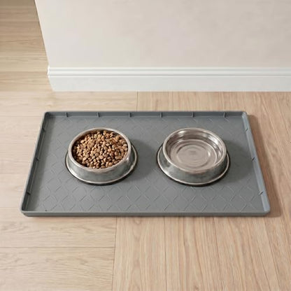 MateeyLife Silicone Waterproof Mat for Dog & Cat Food Mat 19"X12" - color: Dark Grey, size: 19"L x 12"W