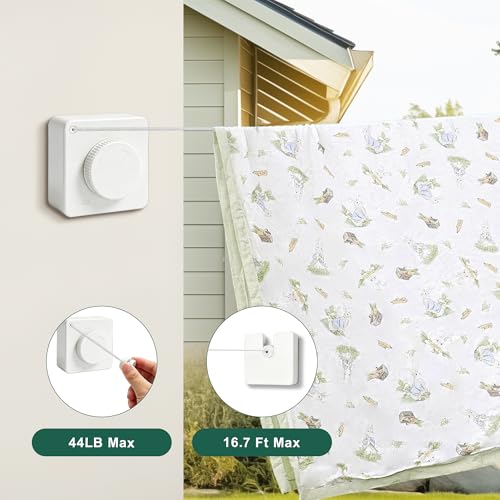 Retractable Clothesline Indoor Outdoor-Square White - size: Square-White