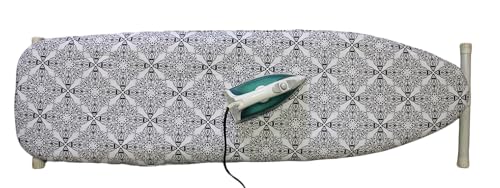 Ironing Board Cover and Pad with Straps - Scorch Resistant Silicone Coating, Fits Standard Size Boards, Elastic Edges for Secure Fit, 100% Cotton Cover, by Dependable Industries