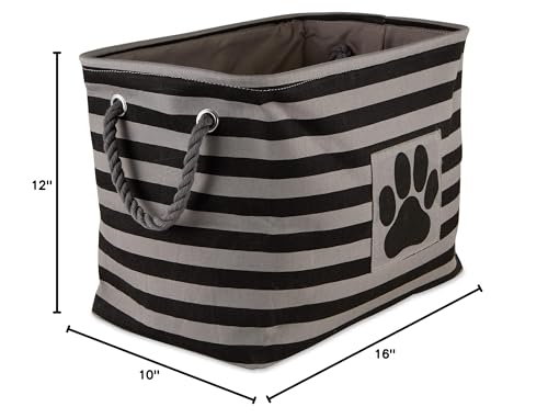 Bone Dry 5743 Pet Storage Collection Striped Paw Patch Bin, Medium Rectangle, Black - color: Black, size: Medium Rectangle