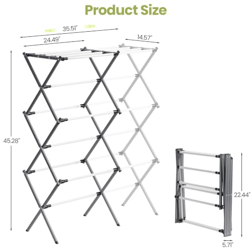 APEXCHASER Oversized Clothes Drying Rack, 45.28" H × 14.57" D - color: Grey White, size: Large