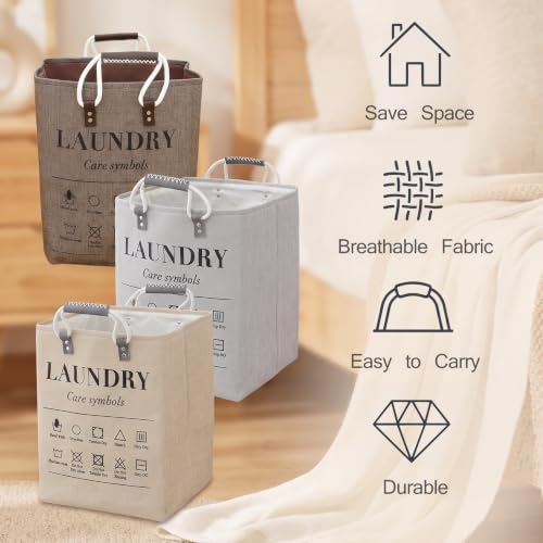 Small Laundry Basket, 50L Foldable Laundry Hamper Organizer with Handles, Fashion Portable Laundry Basket in Bedroom, Laundry Room, Closet, Bathroom, College Dorm (Light Gray) - color: Light Gray